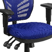 Mid-Back Blue Mesh Multifunction Executive Swivel Ergonomic Office Chair with Adjustable Arms, HL-0001-BL-GG