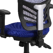 Mid-Back Blue Mesh Multifunction Executive Swivel Ergonomic Office Chair with Adjustable Arms, HL-0001-BL-GG