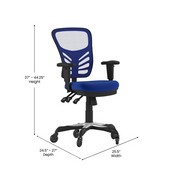Nicholas Mid-Back Blue Mesh Multifunction Executive Swivel Ergonomic Office Chair with Adjustable Arms and Transparent Roller Wheels, HL-0001-BL-RLB-GG