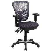 Mid-Back Dark Gray Mesh Multifunction Executive Swivel Ergonomic Office Chair with Adjustable Arms, HL-0001-DK-GY-GG