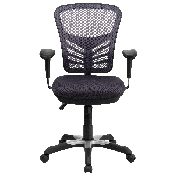 Mid-Back Dark Gray Mesh Multifunction Executive Swivel Ergonomic Office Chair with Adjustable Arms, HL-0001-DK-GY-GG