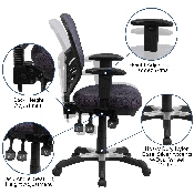 Mid-Back Dark Gray Mesh Multifunction Executive Swivel Ergonomic Office Chair with Adjustable Arms, HL-0001-DK-GY-GG