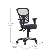 Nicholas Mid-Back Dark Gray Mesh Multifunction Executive Swivel Ergonomic Office Chair with Adjustable Arms and Transparent Roller Wheels, HL-0001-DK-GY-RLB-GG