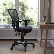 Nicholas Mid-Back Dark Gray Mesh Multifunction Executive Swivel Ergonomic Office Chair with Adjustable Arms and Transparent Roller Wheels, HL-0001-DK-GY-RLB-GG