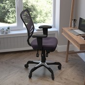 Nicholas Mid-Back Dark Gray Mesh Multifunction Executive Swivel Ergonomic Office Chair with Adjustable Arms and Transparent Roller Wheels, HL-0001-DK-GY-RLB-GG