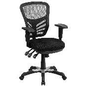 Mid-Back Black Mesh Multifunction Executive Swivel Ergonomic Office Chair with Adjustable Arms, HL-0001-GG