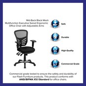 Mid-Back Black Mesh Multifunction Executive Swivel Ergonomic Office Chair with Adjustable Arms, HL-0001-GG