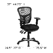 Mid-Back Black Mesh Multifunction Executive Swivel Ergonomic Office Chair with Adjustable Arms, HL-0001-GG