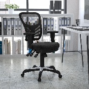 Mid-Back Black Mesh Multifunction Executive Swivel Ergonomic Office Chair with Adjustable Arms, HL-0001-GG