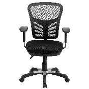 Mid-Back Black Mesh Multifunction Executive Swivel Ergonomic Office Chair with Adjustable Arms, HL-0001-GG