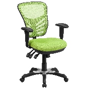 Mid-Back Green Mesh Multifunction Executive Swivel Ergonomic Office Chair with Adjustable Arms, HL-0001-GN-GG