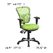 Mid-Back Green Mesh Multifunction Executive Swivel Ergonomic Office Chair with Adjustable Arms, HL-0001-GN-GG