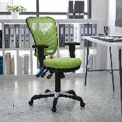 Mid-Back Green Mesh Multifunction Executive Swivel Ergonomic Office Chair with Adjustable Arms, HL-0001-GN-GG