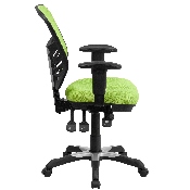 Mid-Back Green Mesh Multifunction Executive Swivel Ergonomic Office Chair with Adjustable Arms, HL-0001-GN-GG
