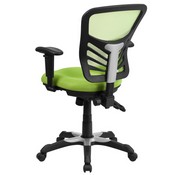 Mid-Back Green Mesh Multifunction Executive Swivel Ergonomic Office Chair with Adjustable Arms, HL-0001-GN-GG