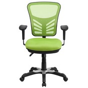 Mid-Back Green Mesh Multifunction Executive Swivel Ergonomic Office Chair with Adjustable Arms, HL-0001-GN-GG