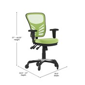 Nicholas Mid-Back Green Mesh Multifunction Executive Swivel Ergonomic Office Chair with Adjustable Arms and Transparent Roller Wheels, HL-0001-GN-RLB-GG