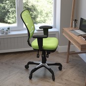 Nicholas Mid-Back Green Mesh Multifunction Executive Swivel Ergonomic Office Chair with Adjustable Arms and Transparent Roller Wheels, HL-0001-GN-RLB-GG