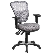 Mid-Back Gray Mesh Multifunction Executive Swivel Ergonomic Office Chair with Adjustable Arms, HL-0001-GY-GG