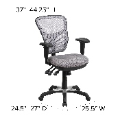 Mid-Back Gray Mesh Multifunction Executive Swivel Ergonomic Office Chair with Adjustable Arms, HL-0001-GY-GG