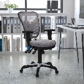 Mid-Back Gray Mesh Multifunction Executive Swivel Ergonomic Office Chair with Adjustable Arms, HL-0001-GY-GG