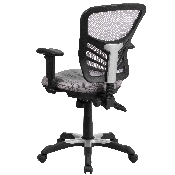 Mid-Back Gray Mesh Multifunction Executive Swivel Ergonomic Office Chair with Adjustable Arms, HL-0001-GY-GG