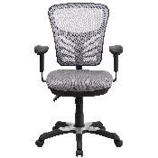 Mid-Back Gray Mesh Multifunction Executive Swivel Ergonomic Office Chair with Adjustable Arms, HL-0001-GY-GG
