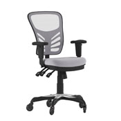 Nicholas Mid-Back Gray Mesh Multifunction Executive Swivel Ergonomic Office Chair with Adjustable Arms and Transparent Roller Wheels, HL-0001-GY-RLB-GG
