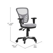 Nicholas Mid-Back Gray Mesh Multifunction Executive Swivel Ergonomic Office Chair with Adjustable Arms and Transparent Roller Wheels, HL-0001-GY-RLB-GG