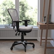 Nicholas Mid-Back Gray Mesh Multifunction Executive Swivel Ergonomic Office Chair with Adjustable Arms and Transparent Roller Wheels, HL-0001-GY-RLB-GG