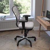 Nicholas Mid-Back Gray Mesh Multifunction Executive Swivel Ergonomic Office Chair with Adjustable Arms and Transparent Roller Wheels, HL-0001-GY-RLB-GG
