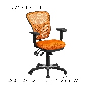 Mid-Back Orange Mesh Multifunction Executive Swivel Ergonomic Office Chair with Adjustable Arms, HL-0001-OR-GG