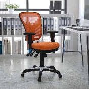 Mid-Back Orange Mesh Multifunction Executive Swivel Ergonomic Office Chair with Adjustable Arms, HL-0001-OR-GG