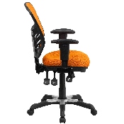 Mid-Back Orange Mesh Multifunction Executive Swivel Ergonomic Office Chair with Adjustable Arms, HL-0001-OR-GG