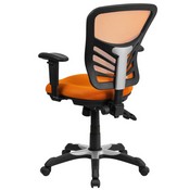 Mid-Back Orange Mesh Multifunction Executive Swivel Ergonomic Office Chair with Adjustable Arms, HL-0001-OR-GG