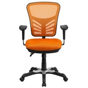 Mid-Back Orange Mesh Multifunction Executive Swivel Ergonomic Office Chair with Adjustable Arms, HL-0001-OR-GG