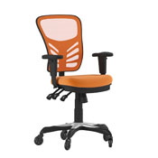 Nicholas Mid-Back Orange Mesh Multifunction Executive Swivel Ergonomic Office Chair with Adjustable Arms and Transparent Roller Wheels, HL-0001-OR-RLB-GG