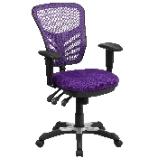 Mid-Back Purple Mesh Multifunction Executive Swivel Ergonomic Office Chair with Adjustable Arms, HL-0001-PUR-GG