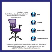 Mid-Back Purple Mesh Multifunction Executive Swivel Ergonomic Office Chair with Adjustable Arms, HL-0001-PUR-GG