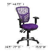 Mid-Back Purple Mesh Multifunction Executive Swivel Ergonomic Office Chair with Adjustable Arms, HL-0001-PUR-GG
