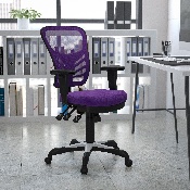 Mid-Back Purple Mesh Multifunction Executive Swivel Ergonomic Office Chair with Adjustable Arms, HL-0001-PUR-GG