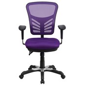 Mid-Back Purple Mesh Multifunction Executive Swivel Ergonomic Office Chair with Adjustable Arms, HL-0001-PUR-GG