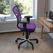 Nicholas Mid-Back Purple Mesh Multifunction Executive Swivel Ergonomic Office Chair with Adjustable Arms and Transparent Roller Wheels, HL-0001-PUR-RLB-GG
