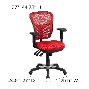 Mid-Back Red Mesh Multifunction Executive Swivel Ergonomic Office Chair with Adjustable Arms, HL-0001-RED-GG