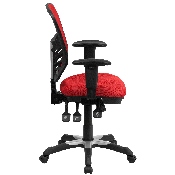 Mid-Back Red Mesh Multifunction Executive Swivel Ergonomic Office Chair with Adjustable Arms, HL-0001-RED-GG