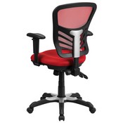 Mid-Back Red Mesh Multifunction Executive Swivel Ergonomic Office Chair with Adjustable Arms, HL-0001-RED-GG
