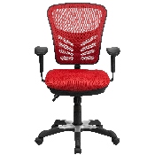 Mid-Back Red Mesh Multifunction Executive Swivel Ergonomic Office Chair with Adjustable Arms, HL-0001-RED-GG