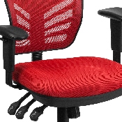 Mid-Back Red Mesh Multifunction Executive Swivel Ergonomic Office Chair with Adjustable Arms, HL-0001-RED-GG
