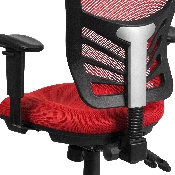 Mid-Back Red Mesh Multifunction Executive Swivel Ergonomic Office Chair with Adjustable Arms, HL-0001-RED-GG