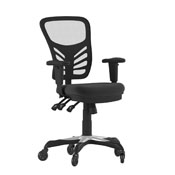 Nicholas Mid-Back Black Mesh Multifunction Executive Swivel Ergonomic Office Chair with Adjustable Arms and Transparent Roller Wheels, HL-0001-RLB-GG